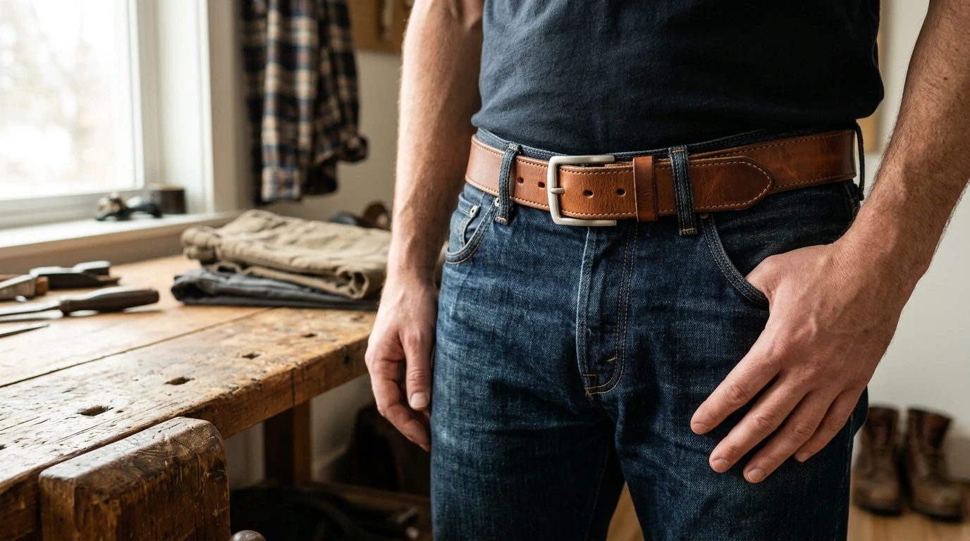 1.5 Inch Retro Handmade Genuine Leather Jeans Belt
