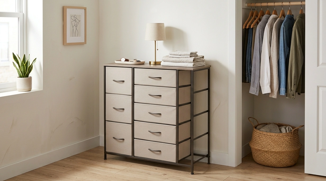 5-Drawer Fabric Dresser: Steel Frame Closet Storage