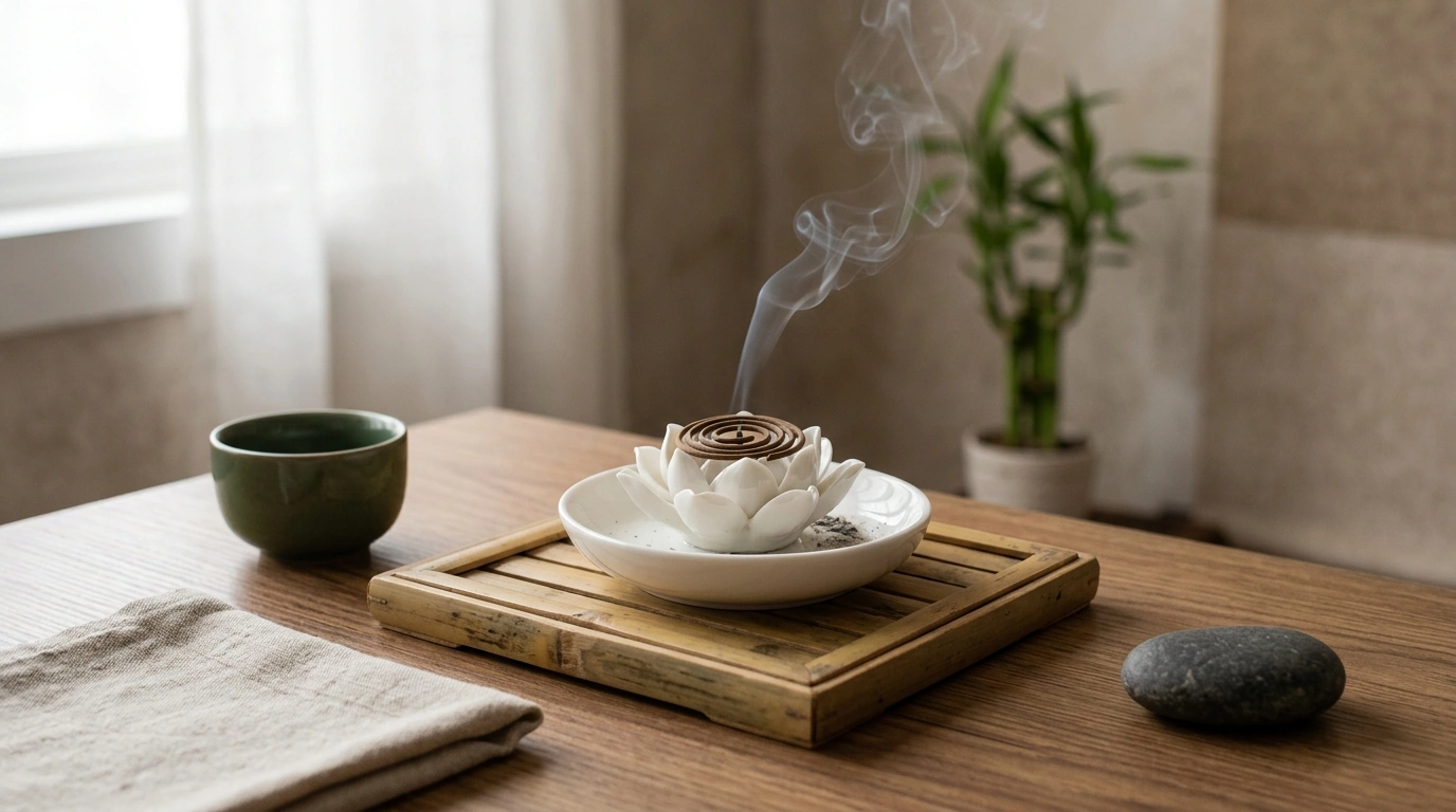 Porcelain Lotus Coil Incense Holder for Calm Decor