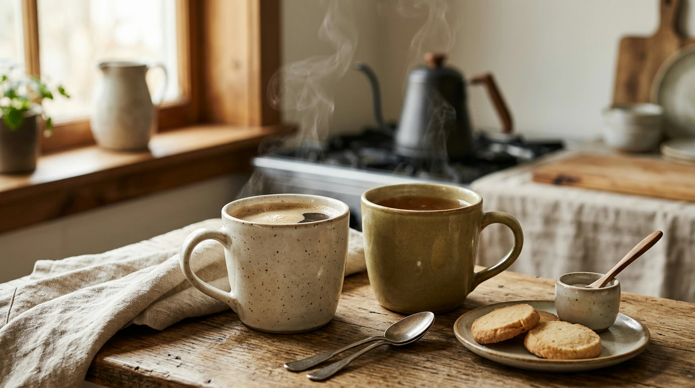 Vintage Café Mug Set (2pcs) in Porcelain Ceramic