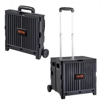 Foldable Utility Shopping Cart: Wheels + Telescopic Handle